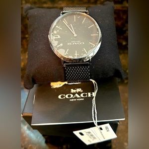 Coach Men's Charles Black Stainless Steel Mesh Bracelet Watch 36mm
